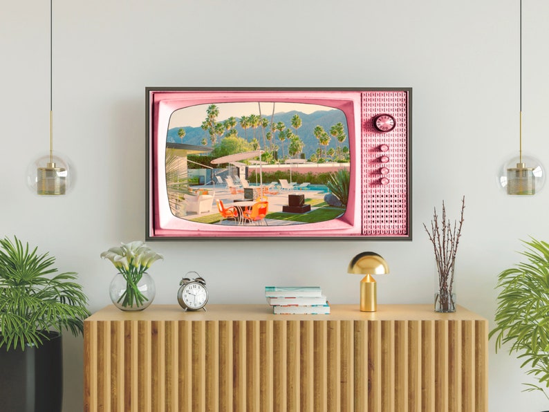 Samsung Frame TV Art, Smart Tv Art, Vintage Retro TV, Retro Pool, Vintage TV Image, Midcentury Architecture, 06 Digital Download image 2
