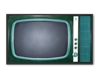 Samsung Frame TV Art, Vintage Retro TV Background, Turquoise Retro Tv, Atomic Midcentury, #258 Digital Download