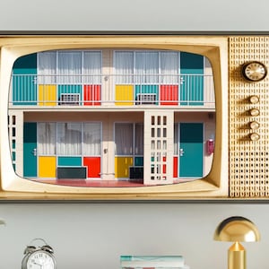 Samsung Frame TV Art, Midcentury Motel Photo, Vintage Tv Image, 1960s Architecture, #310 Digital Download