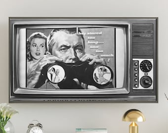 Vintage TV Samsung Frame Tv Art. Black and White TV Set. 1950 Television Graphic. Old Hollywood. #109 Digital Download