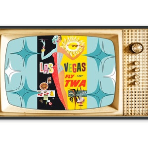 Samsung Bilderrahmen TV Kunst, Retro TV Bild, Vintage Las Vegas Reise Poster, #454 Digitaler Download plus gratis Bonus Bild