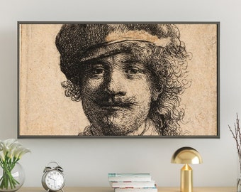 Samsung Frame TV Art, Vintage Museum Art Print, Rembrandt Portrait Etching Image, #89