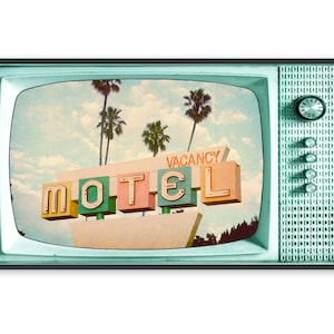 Samsung Frame TV Art, Retro TV Background, Retro Motel Sign, Vintage TV Image, Old Neon Motel Photo #294 Digital Download + Free Bonus Image