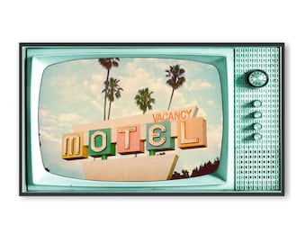 Samsung Frame TV Art, Retro TV Background, Retro Motel Sign, Vintage TV Image, Old Neon Motel Travel Photo, #294 Digital Download