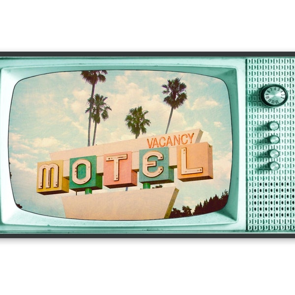 Samsung Frame TV Art, Retro TV Background, Retro Motel Sign, Vintage TV Image, Old Neon Motel Travel Photo, #294 Digital Download
