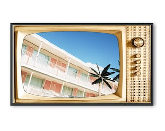 Samsung Frame TV Art, Retro TV Background, MidCentury Architecture, Vintage TV Image, 1950s Style House, #242 Digital Download