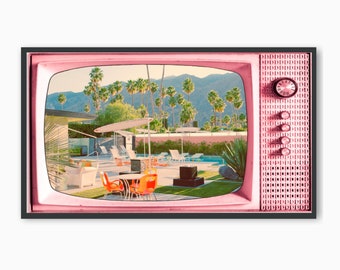 Samsung Frame TV Art, Smart Tv Art, Vintage Retro TV, Retro Pool, Vintage TV Image, Midcentury Architecture, #06 Digital Download