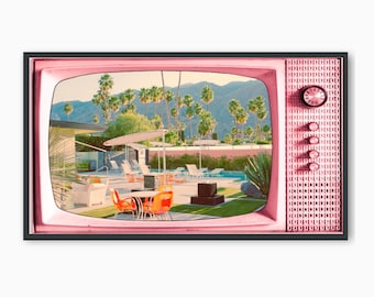 Retro pool-tv-kunst voor Samsung-lijst: modern uit het midden van de eeuw (digitale download)