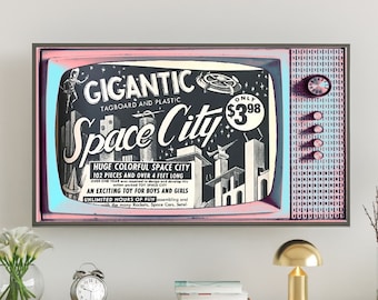 Atomic Advertising Artwork. Samsung Frame TV Art. Firestick FireTV. Vintage Retro Pink TV. Outer Space Ad., #213