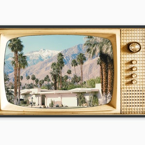 Samsung Frame TV Art, Retro Wood TV, Palm Springs House, #07 Digital Download