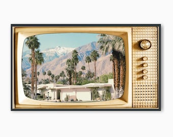 Samsung Frame TV Art, Retro Wood TV, Palm Springs House, #07 Digital Download