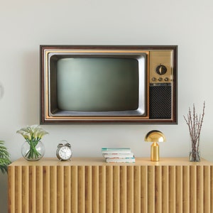 Samsung Frame TV Art, Vintage oude televisietoestel afbeelding, leeg uitgeschakeld scherm, 50 digitale download afbeelding 3