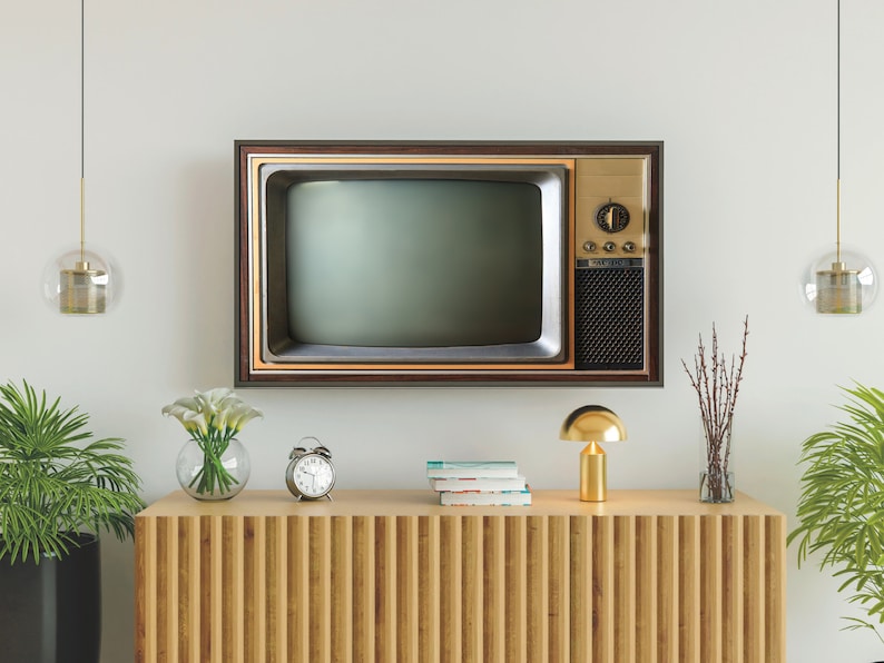 Samsung Frame TV Art, Vintage oude televisietoestel afbeelding, leeg uitgeschakeld scherm, 50 digitale download afbeelding 3