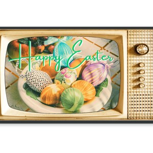 Cornice TV Samsung vintage, salvaschermo TV retrò, uova di Pasqua vintage, immagine fotografica TV vintage, #343 + immagine bonus gratuita