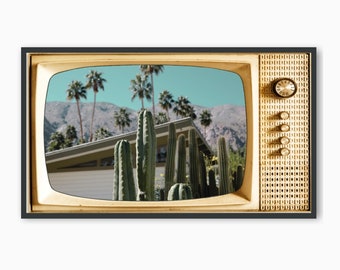 Samsung Frame TV Art, Retro Wood TV, Palm Springs House, #204 Digital Download