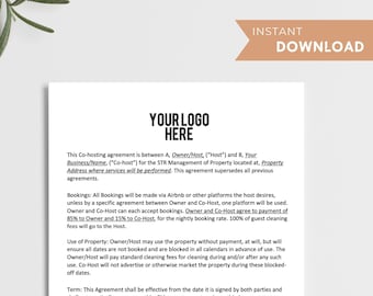 2025 Airbnb Co-Host Agreement | Co-Host Template | STR Editable Contract | Instant Download | Editable Document for STR Co-Hosts