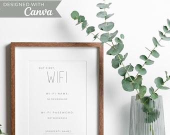 Airbnb WiFi Sign 5x7 | Printable WiFi Sign| WiFi Template| Guest WiFi| WiFi Password Sign Printable| Fully Customizable| Instant Download