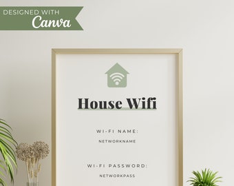 Airbnb WiFi Sign | Printable WiFi Sign | WiFi Template | Guest WiFi | WiFi Password Sign Printable | Fully Customizable | Instant Download