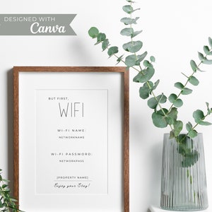 Airbnb WiFi Sign 5x7 | Printable WiFi Sign| WiFi Template| Guest WiFi| WiFi Password Sign Printable| Fully Customizable| Instant Download
