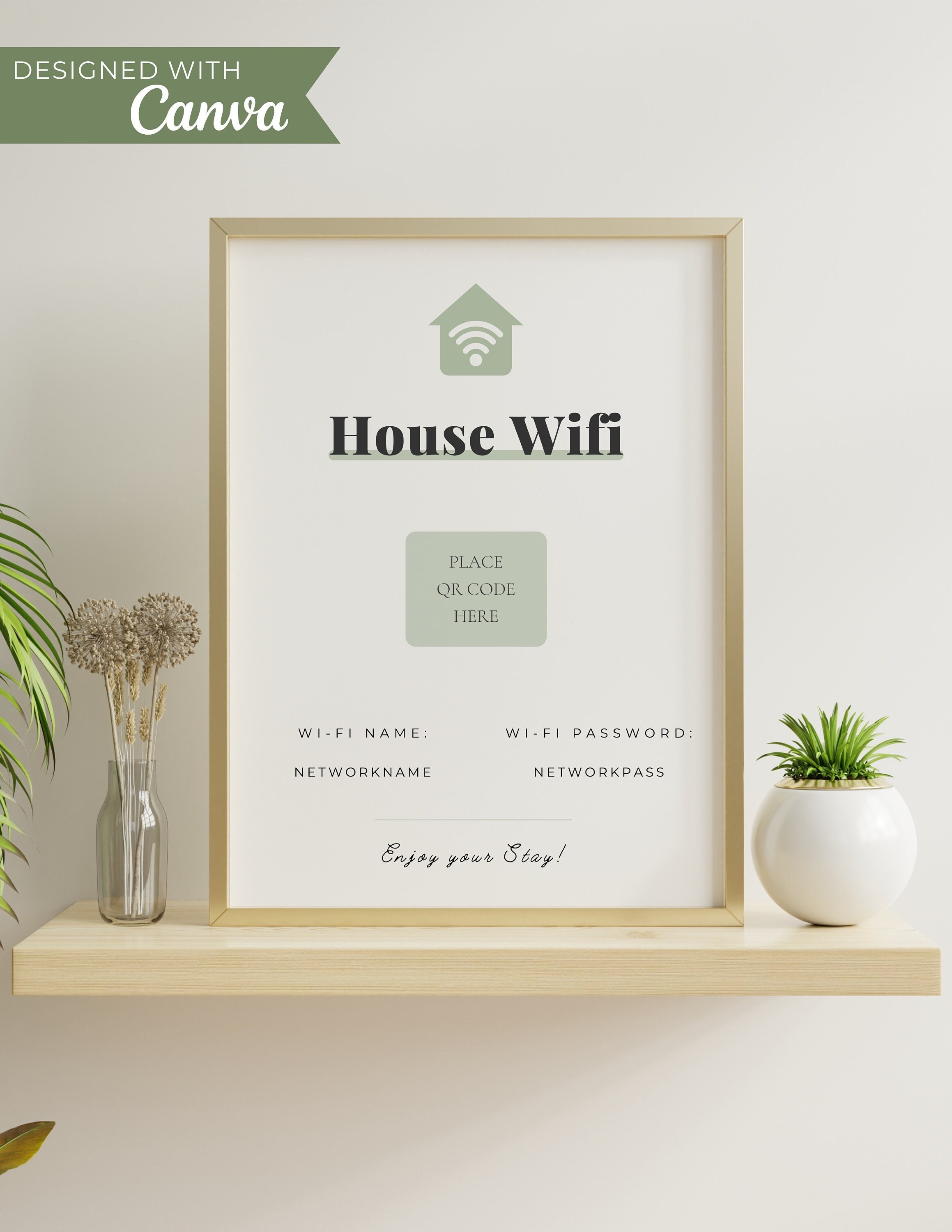 Wifi QR Code Sign Printable Wifi Sign Wifi Template Guest Wifi Wifi ...