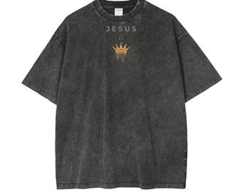 Jesus is King Acid Wash Oversize T-Shirt