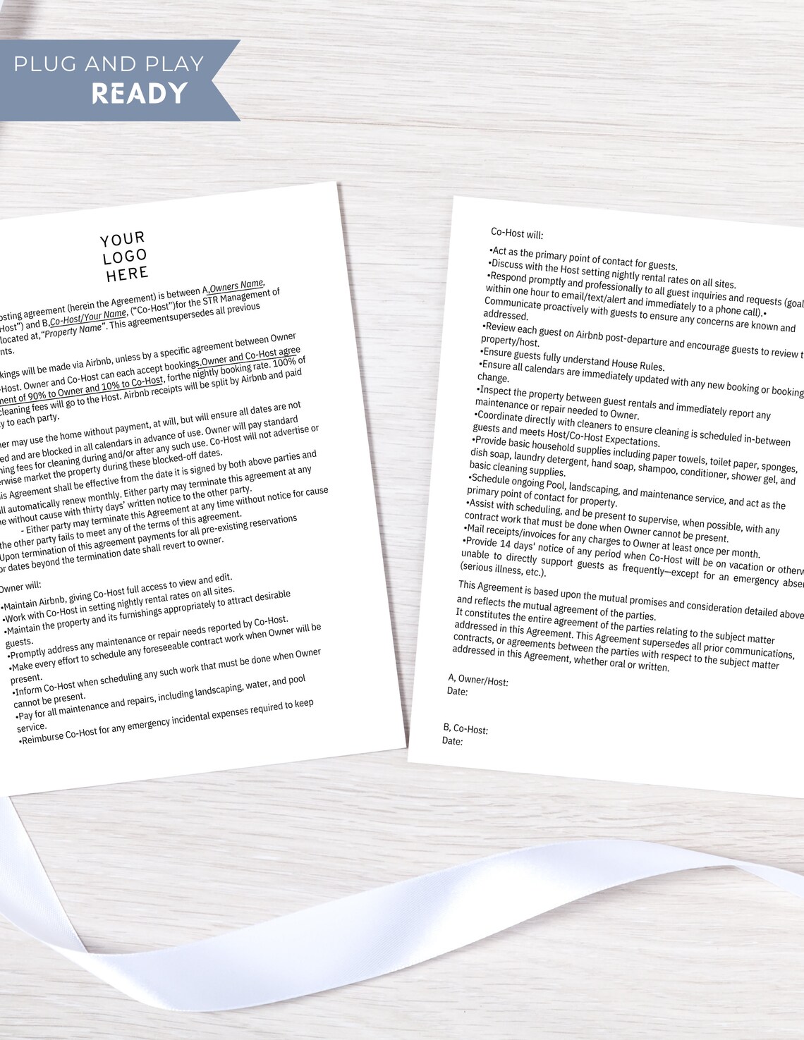 Airbnb Co-host Agreement Co-host Template STR Editable - Etsy