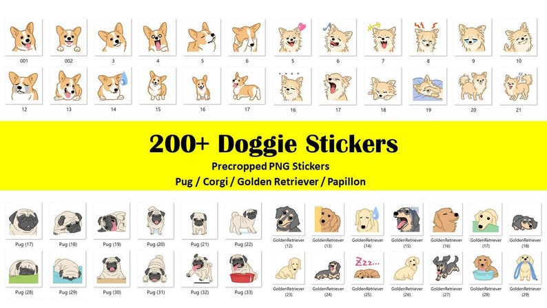 Cute Digital Planner Stickers, Dog Care Digital Stickers, Kawaii Corgi ...
