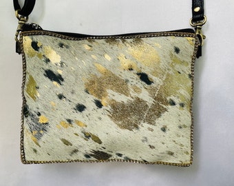 Beautifully Designed Handmade Cowhide Leather Shoulder Bag/ Purse With Leather Adjustable/Detachable Strap.