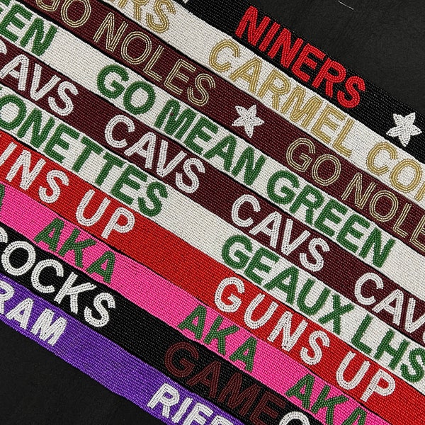 Handmade beaded team strap, game day college, sports, bridal clutch strap, personalized purse strap, custom bag game day strap