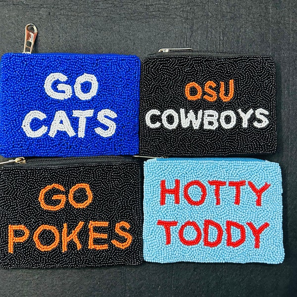 Go cats, osu cowboys, Go pokes, Hotty Toddy, Handmade Beaded Coin Purse, Gameday Coin Purse, All Beaded Coin Purse Available.