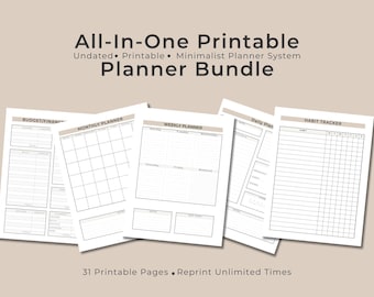 Printable Planner Bundle | Undated Weekly Planner Printable & Daily Planner PDF | Minimalist Life Planner