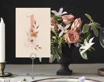 Beige Boho Floral aquarel bruiloft tabelnummers