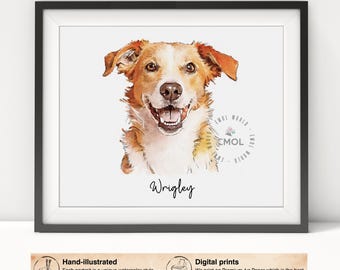 Mini aangepaste aquarel huisdier portret, hondenportret van foto, miniatuur, gepersonaliseerde hond herdenkingscadeau, schilderij huisdier, aangepaste kleine schilderijen