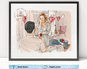 Aquarell Portrait Gemälde, Paar Portrait von Fotos, Hochzeit Art Portrait, Verlobungsgeschenk
