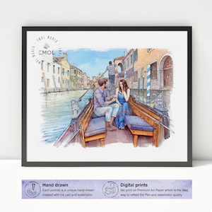 Couple Proposal Portrait, Custom Portrait From Photo, Watercolor Painting from Photo, 1st Gift for Him, Engagement Gift, fathers day gift