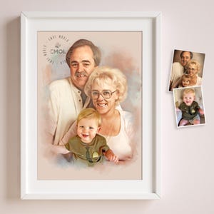 Mother&#39;s Day | Custom Watercolor Family Portrait Painting From Photos, Personalized Mothers Day Gifts, memorial gifts for loss of mother