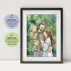 Aangepast aquarelportret, familieportret, Moederdagcadeau, aangepast portret van foto, aangepast huwelijksportret, gepersonaliseerde cadeaus