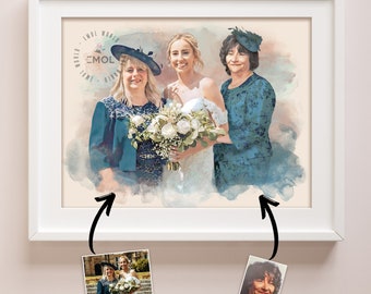 Verlust der Großmutter Erinnerungsgeschenk, Kombinieren Sie Fotos zu einer Zeichnung, Familienporträt, Fügen Sie dem Foto einen geliebten Verstorbenen hinzu, Muttertagsgeschenk