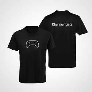 Gaming Controller Custom Gamertag T-Shirt Unisex 100% Bio Cotton Size S-M-L-XL-2XL Black Crewneck Short Sleeve Gaming Soft Top Tees