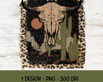 Leopardtjurskalle PNG: Retro västerländsk sublimeringsdesign (digital nedladdning)