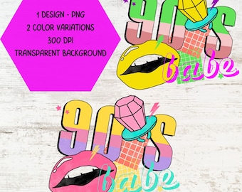 90s Babe PNG: Retro Sublimationsdesign (Digitaler Download)