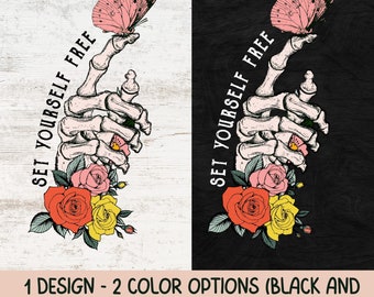 Frigör dig själv skeletthand PNG: Boho Hippie sublimeringsdesign (digital nedladdning)
