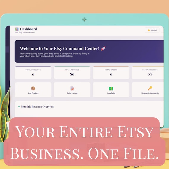 Interactive Etsy Shop Planner | Business Organizer, Pricing Calculator, SEO Tracker (Digital Download)