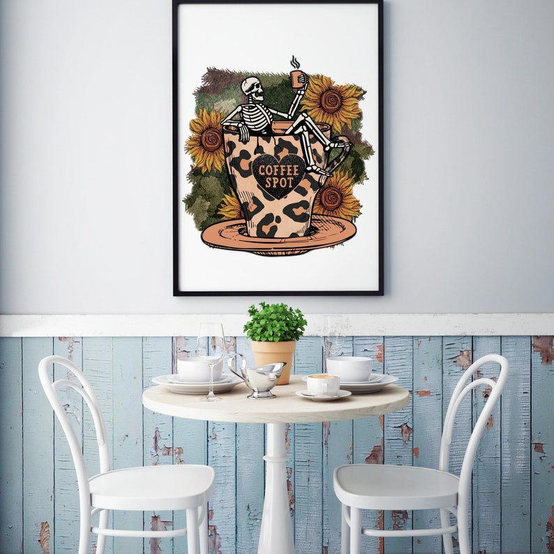 Död inuti skelettkaffe PNG | Sublimerings-T-shirtdesign (digital nedladdning) bild 5