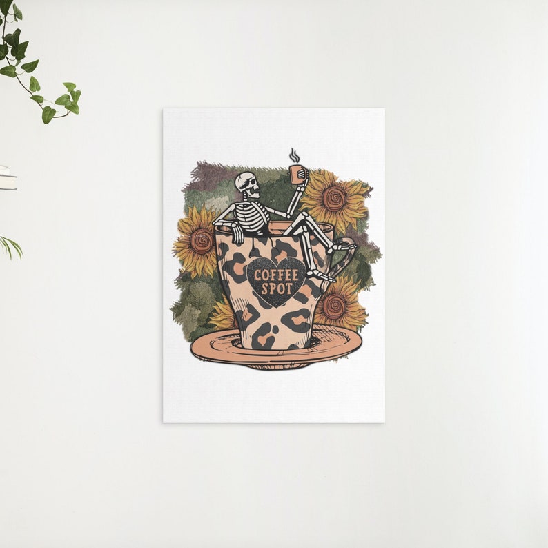 Död inuti skelettkaffe PNG | Sublimerings-T-shirtdesign (digital nedladdning) bild 3