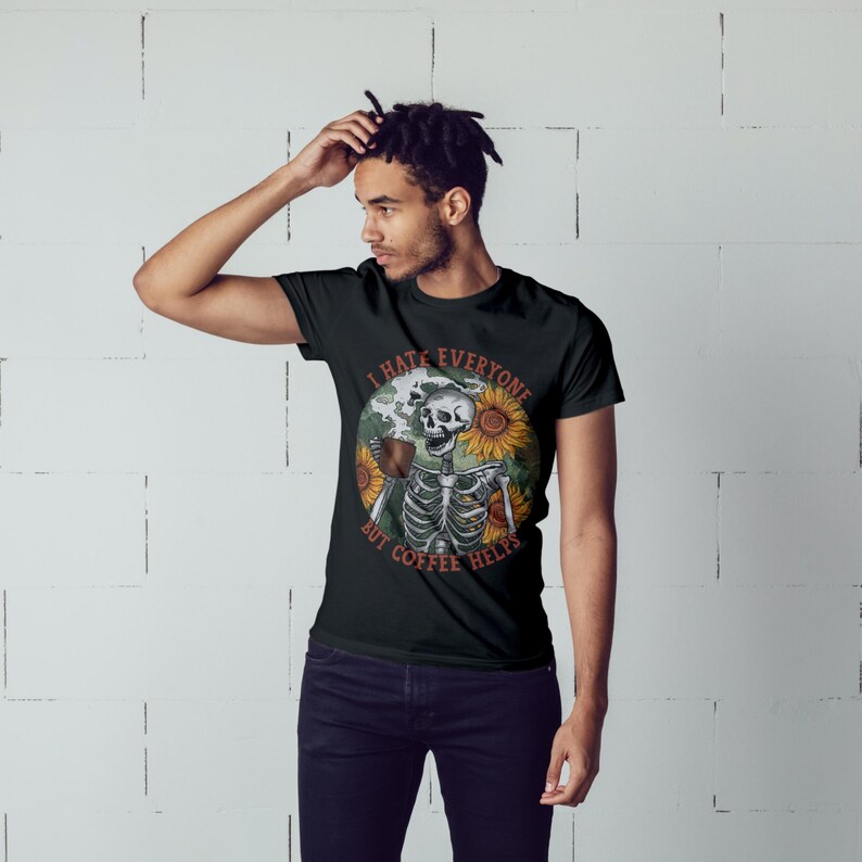 Död inuti skelettkaffe PNG | Sublimerings-T-shirtdesign (digital nedladdning) bild 2