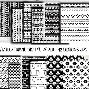 Aztec Digital Paper| Tribal Background Bundle|Aztec Patterns Digital Scrapbook Paper Digital Scrapbooking Paper|Aztec Pattern Digital Paper
