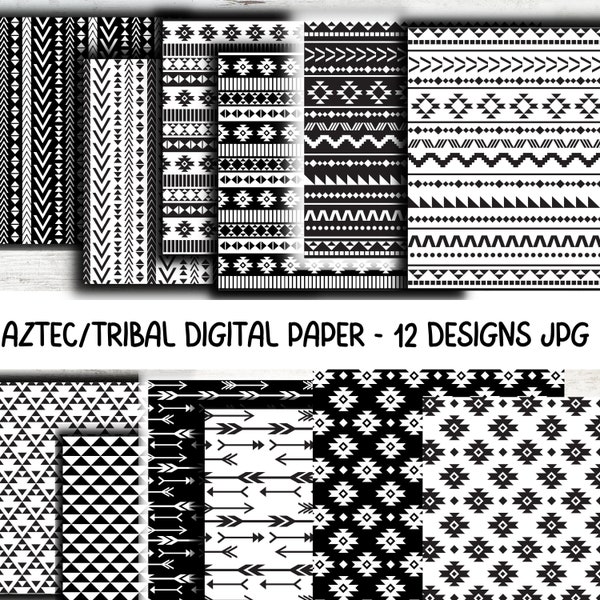 Aztec Digital Paper| Tribal Background Bundle|Aztec Patterns Digital Scrapbook Paper Digital Scrapbooking Paper|Aztec Pattern Digital Paper