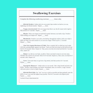 Swallowing exercises, Medical SLP, PDF, dysphagia treatment, speech pathology, Worksheets, resources, patient handouts, speech therapy,