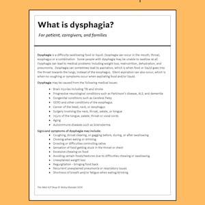Dysphagia handout, Medical SLP, PDF, speech treatment, Worksheets, resources, patient handouts, adult speech therapy, speech pathology